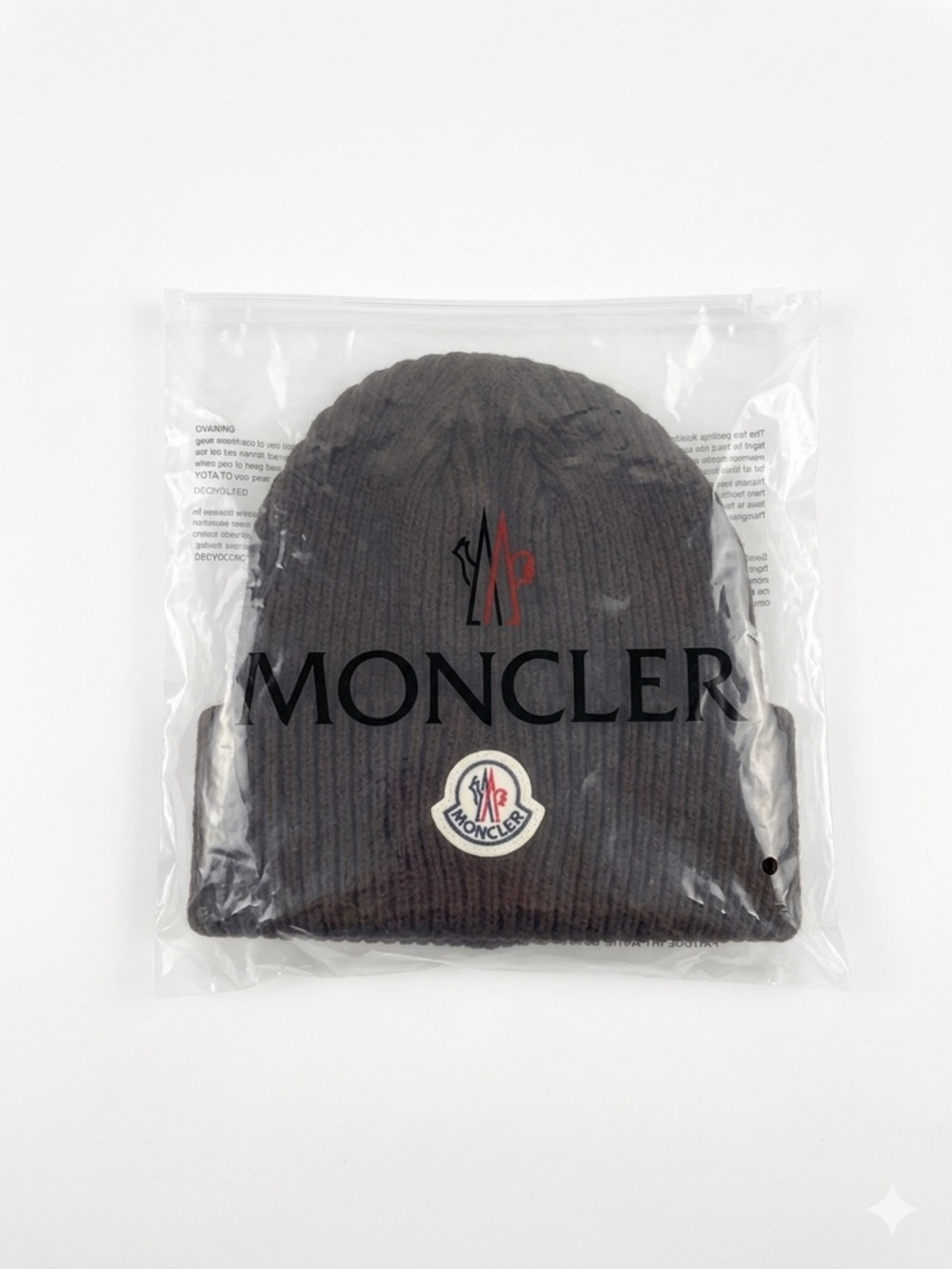 Moncler Ribbed Fold-Over Beanie in Black